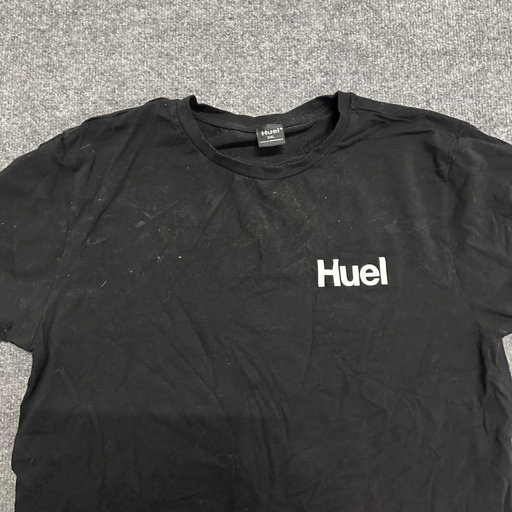 Huel T-Shirt Mens Size XXL Black Short Sleeve Graphic Logo Casual Crew Neck Tee
